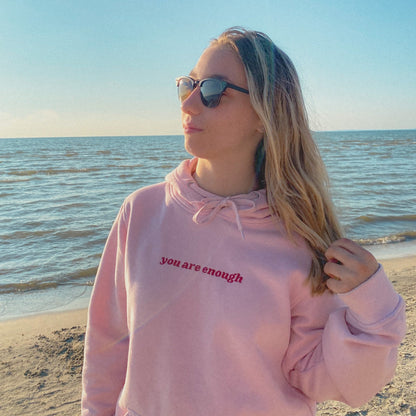 Pink 'you are enough' Hoodie